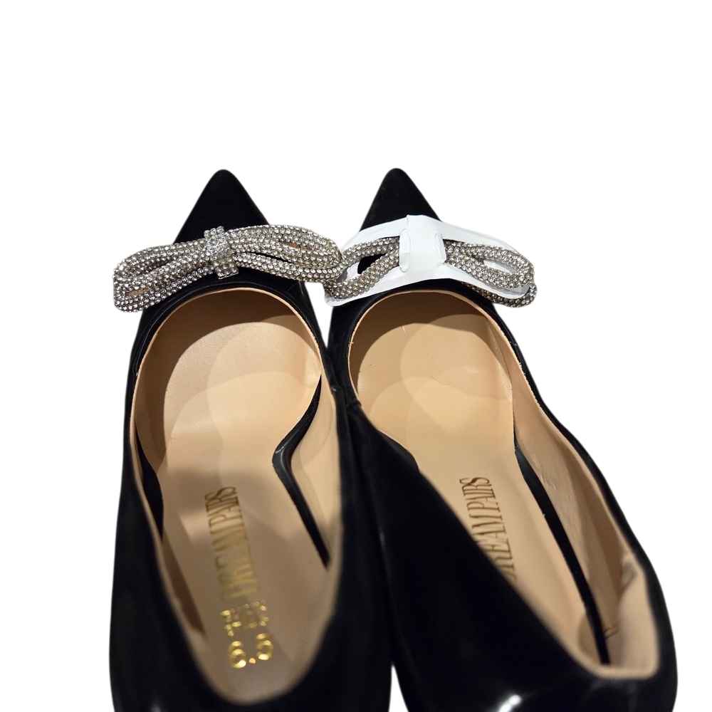 Elegant Dream Pairs Black and Silver Rhinestone Pumps with Bow Detail - Picture 4 of 9